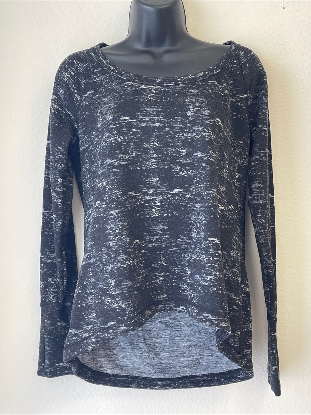 Athleta Black Marled Long-Sleeve Tee